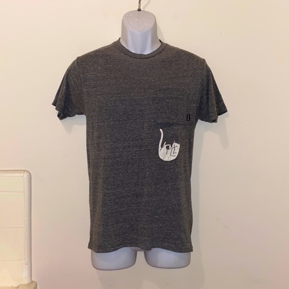Unisex RIPNDIP “Falling For Nermal” Heather Gray Upside-Down Pocket Tee